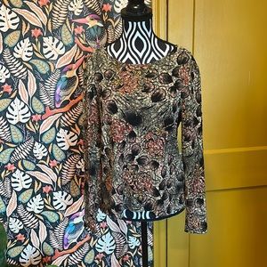 Vintage 90s Notations Floral Sparkle Top Size LP